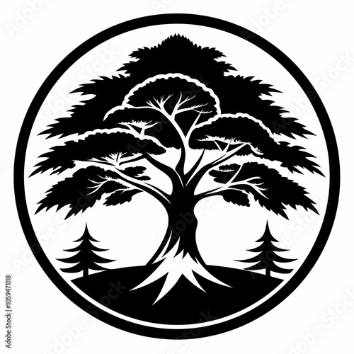 juniper tree black and white vector