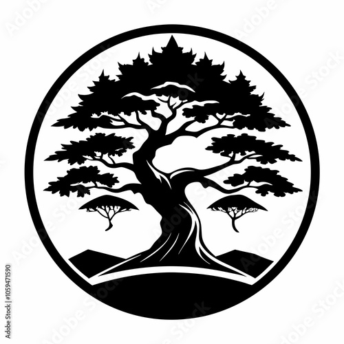 juniper tree black and white vector