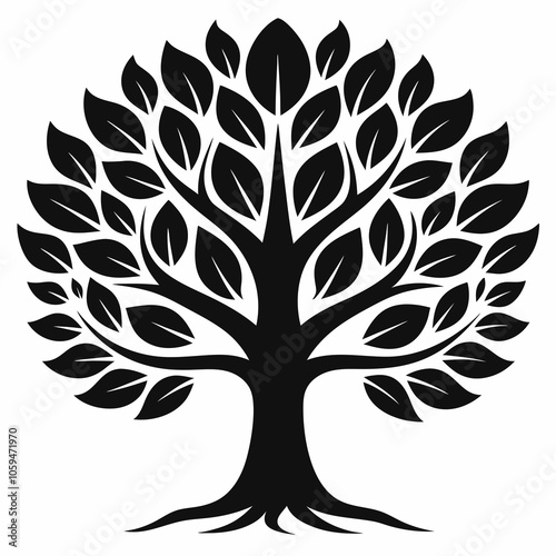tree with roots linden tree black and white vector