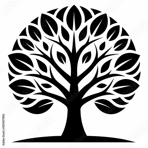 tree silhouette tree with roots linden tree black and white vector