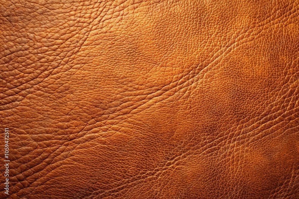 Fototapeta premium Smooth saddle leather with prominent grain pattern and slight wear marks, rugged terrain, camping equipment, functional items, leathers textures
