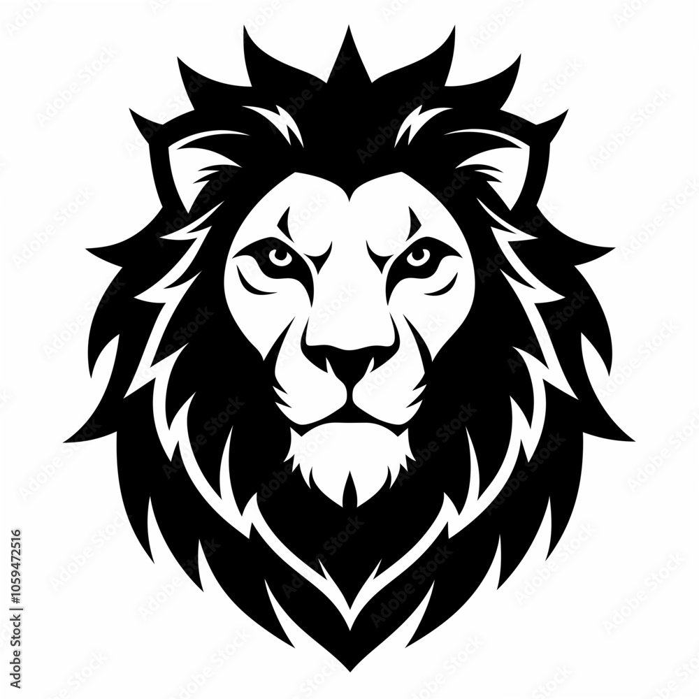 lion face icon black color white background lion face icon black color white background