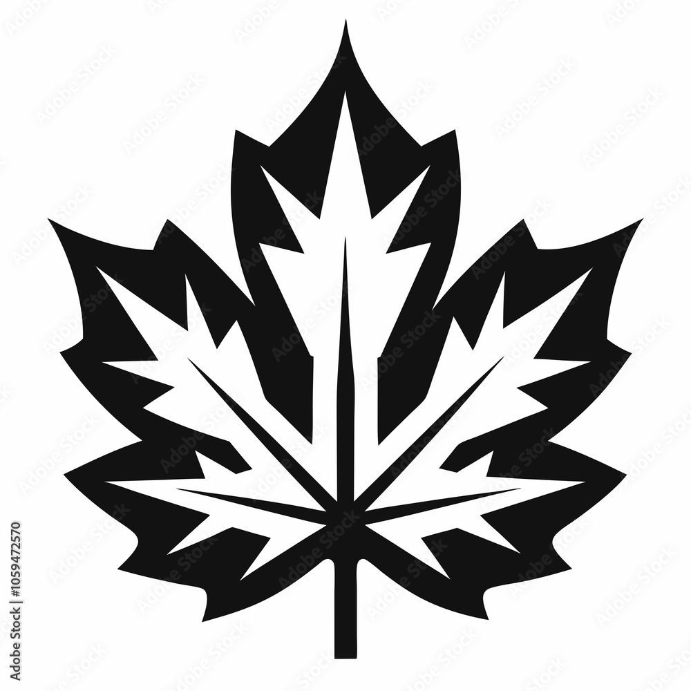 Fototapeta premium silhouette of leaf maple leaf black and white vector