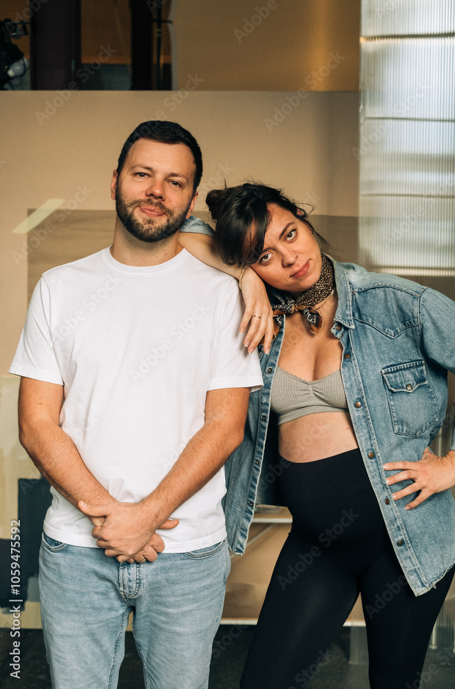 Cute Couple Posing for Photo Shoot in Studio
