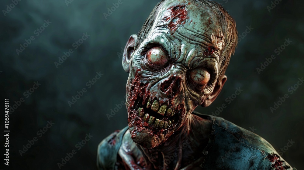 A stylized zombie character with exaggerated features and a menacing expression, perfect for a horror game or movie A stylized zombie character with exaggerated features and a menacing expression, perfect for a horror game or movie