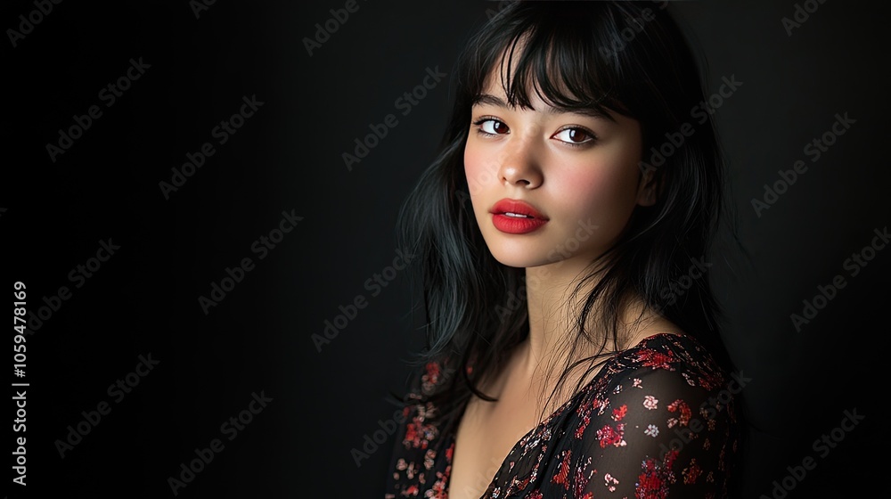 Professional photo studio setup with a black background, offering a dramatic look for portraits. Professional photo studio setup with a black background, offering a dramatic look for portraits.