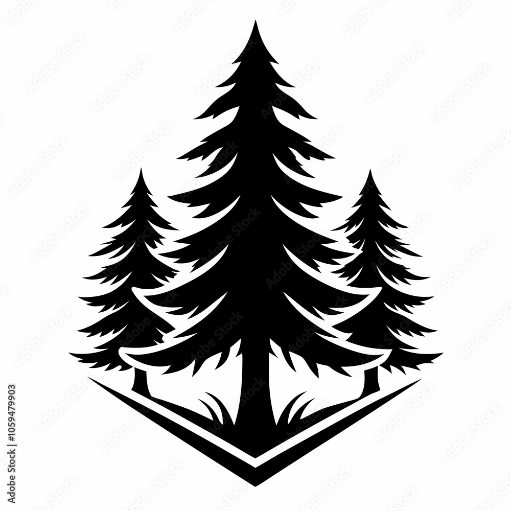 Fototapeta premium set of christmas trees black and white