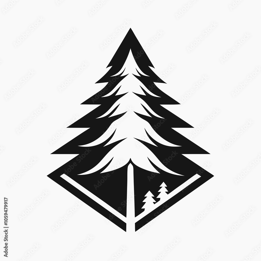 Fototapeta premium christmas tree icon black and white