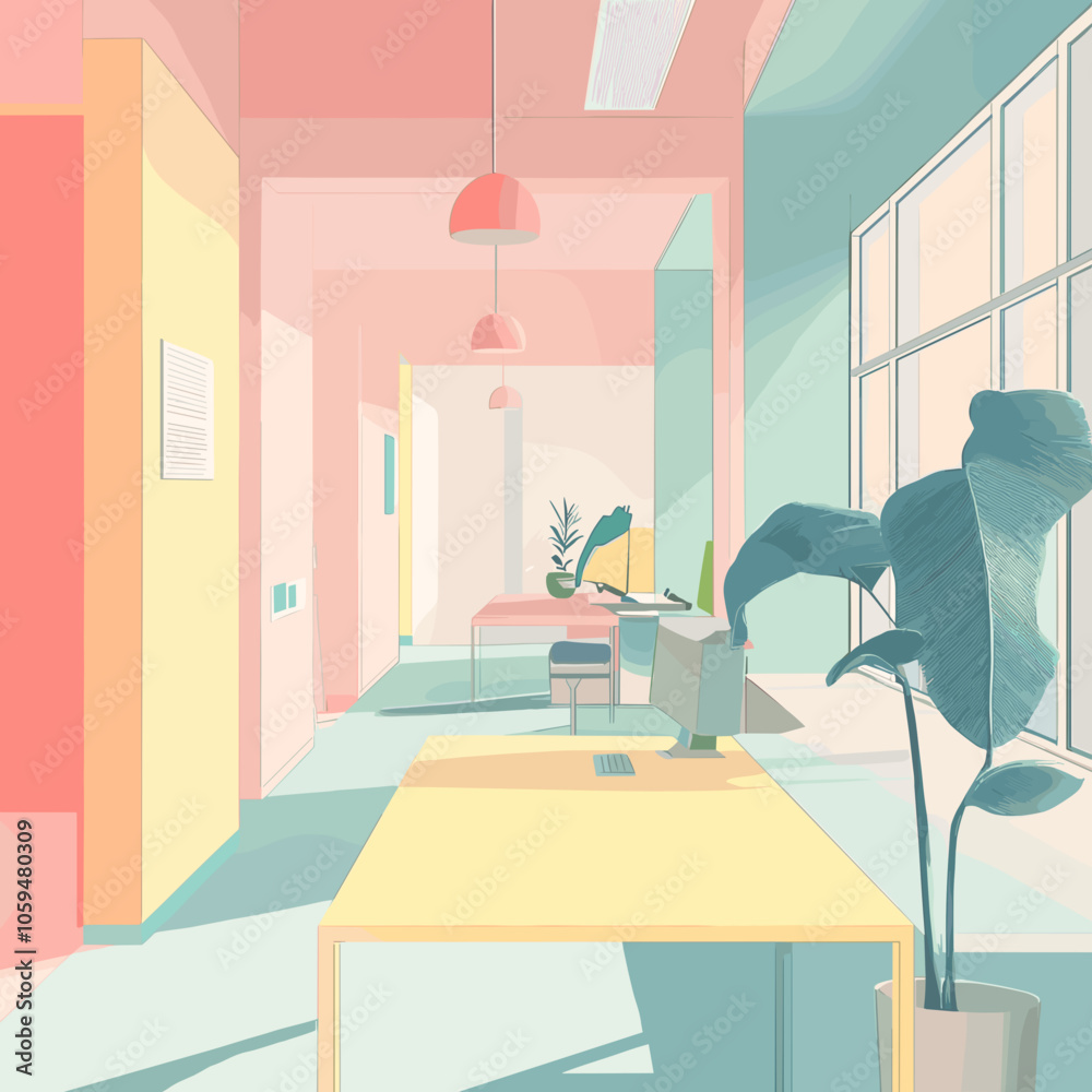 Fototapeta premium Pastel Office Space