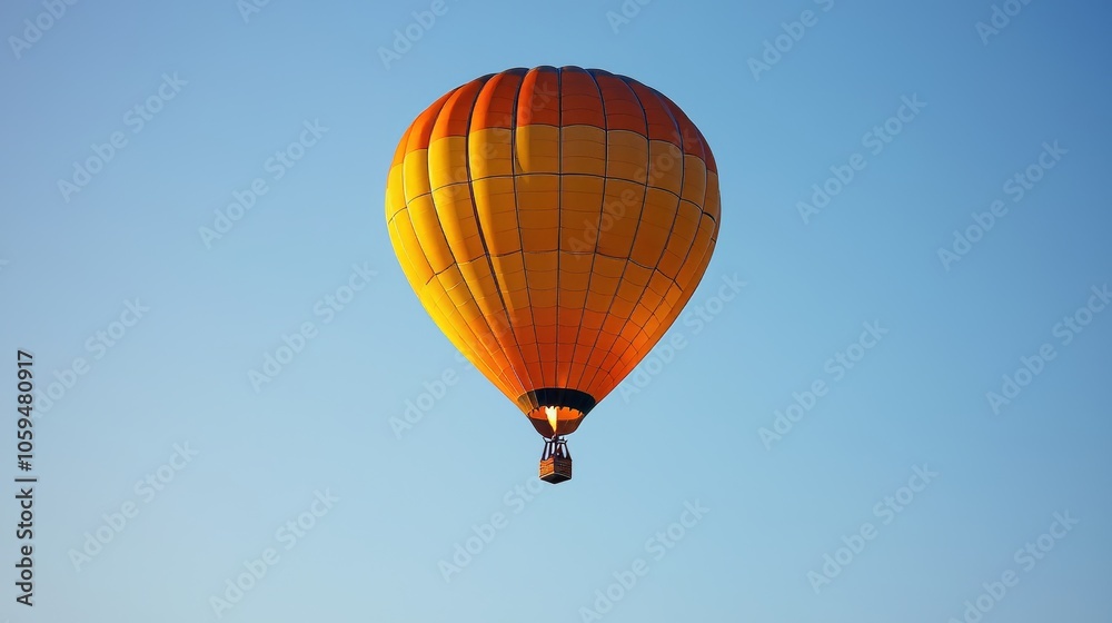 A hot air balloon floating in a clear sky promoting the freedom and exhilaration of soaring above the world A hot air balloon floating in a clear sky promoting the freedom and exhilaration of soaring above the world