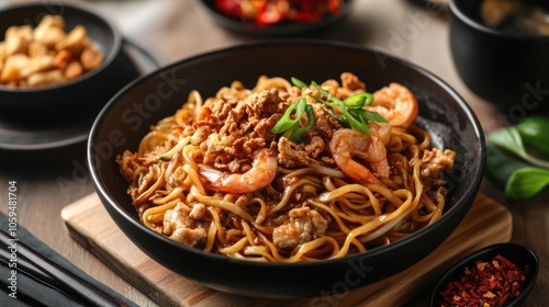 Delicious Noodles with Shrimp and Pork