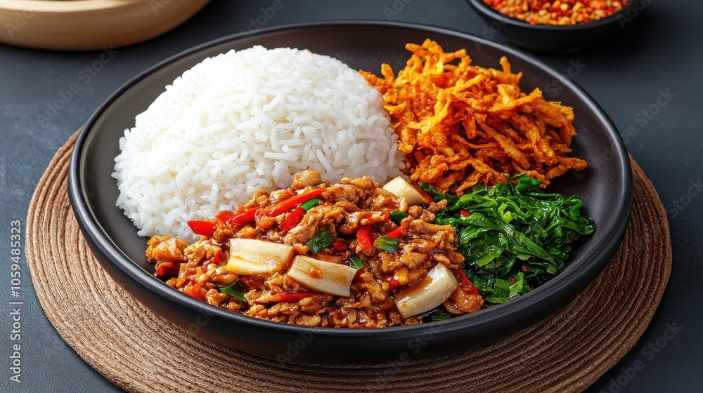 Fried Shredded Banana Blossom with Rice and Vegetables Fried Shredded Banana Blossom with Rice and Vegetables