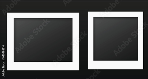 Marble white photo frames. Stone border for pictures and paintings with realistic design element with instant vector development