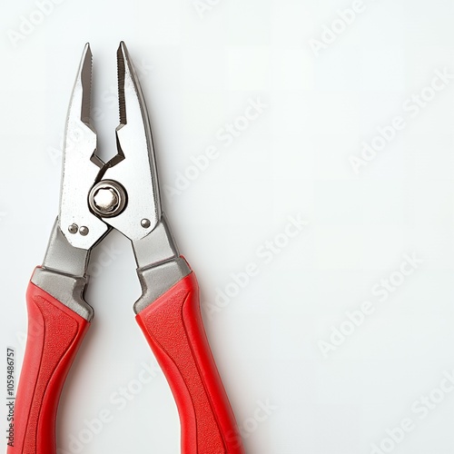 Red handled pliers on a white background. photo