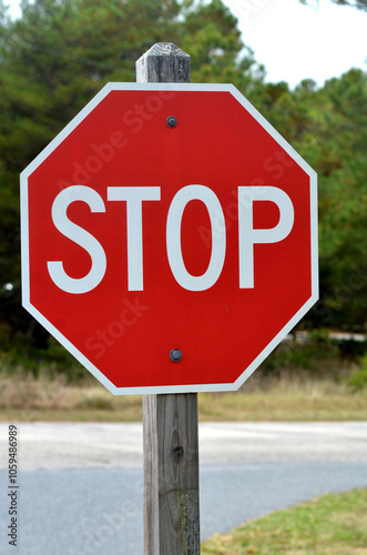 Red stop sign close up