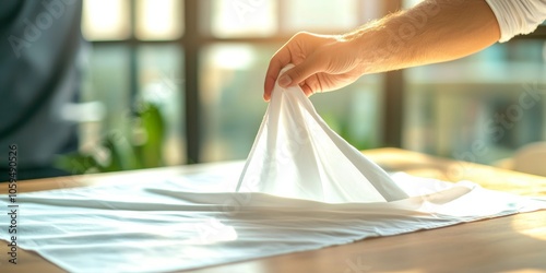 A person placing a white flag on a table emphasizing the importance of anti-violence campaigns for community well-being photo