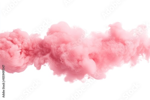 soft pastel pink smoke cloud on white background