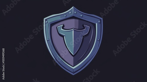 Free Download A blue and purple shield with a horn design. - GFXLoad
