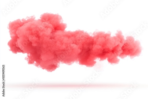 vivid red smoke cloud floating on white background