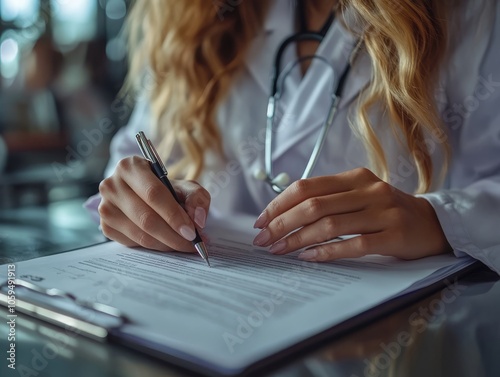 Wallpaper Mural 医療記録を記入する医師の手のクローズアップ - ヘルスケアと医療実践 Torontodigital.ca