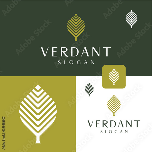 Verdant leaf elegance nature green logo design business name ideas vector editable 