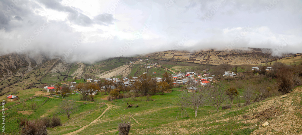Fototapeta premium Mountain village countryside landscape scenery .