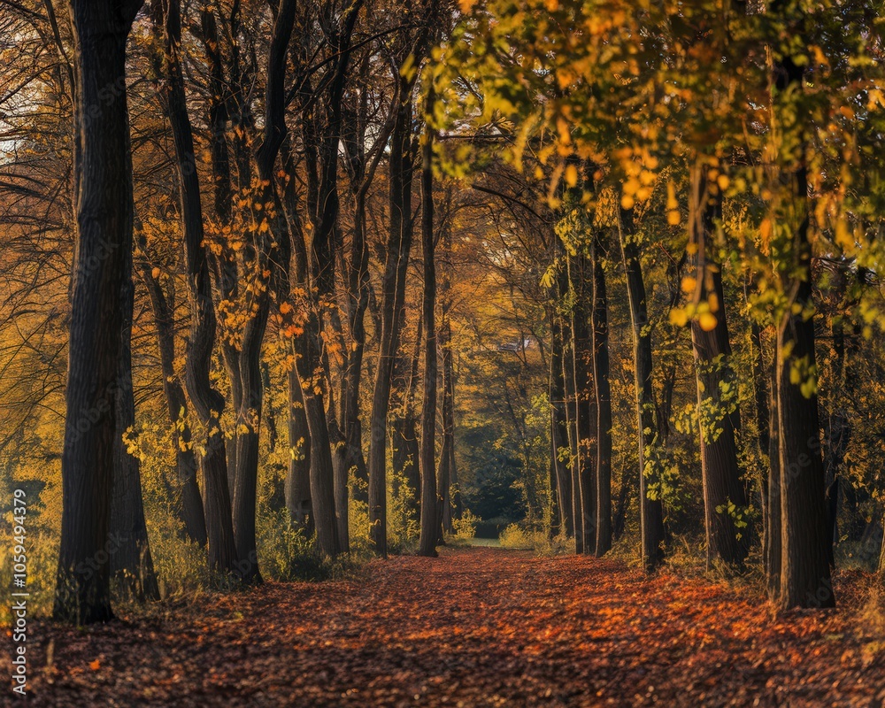 Obraz premium autumn-forest-orange-fall