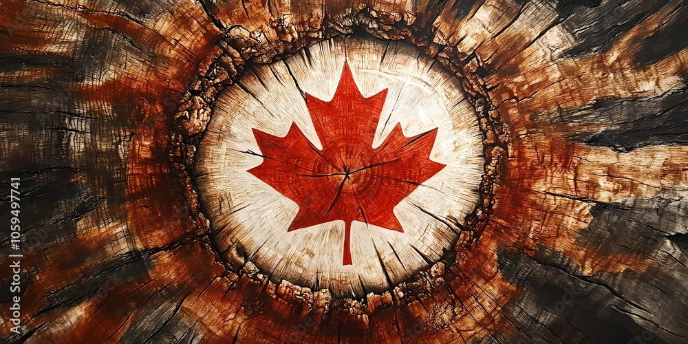 Fototapeta premium Canadian flag in soft focus , peace, and Canadian landscape