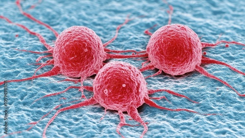Cancer Cells Under Microscope in 3D Visual Style