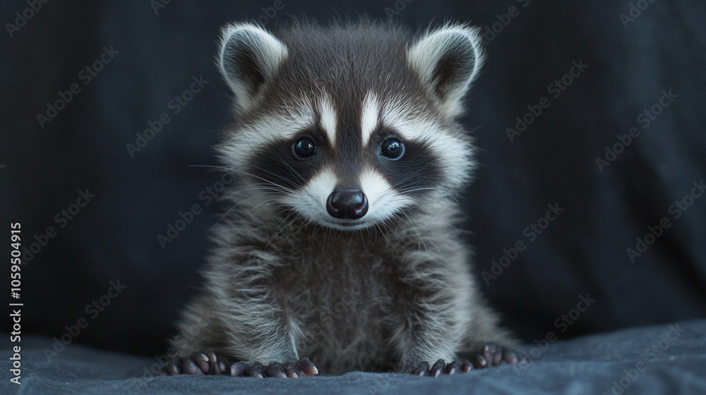 Obraz premium Adorable Baby Raccoon Portrait Cute Animal Wildlife Photo