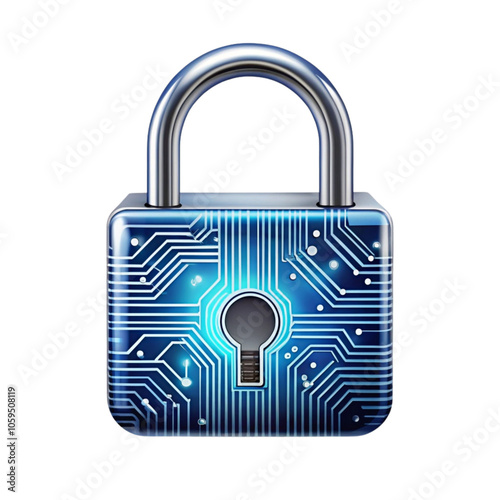 Wallpaper Mural Cyber Security Lock: Digital padlock, showcasing the intersection of security and technology. Torontodigital.ca