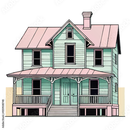 wooden country house vector illustration