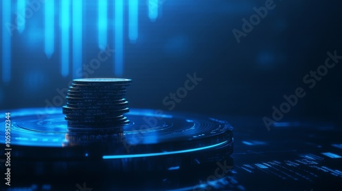 stract stock market background with stacks of coins, financial  business concept for sales or trading. photo