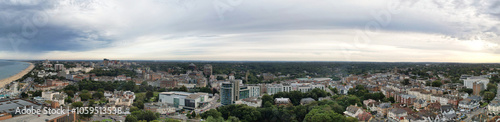Aerial Panoramic View of Best British Tourist Attraction at Bournemouth City of England Great Britain UK. High Angle Footage was Captured with Drone's Camera from High Altitude on August 23rd, 2024