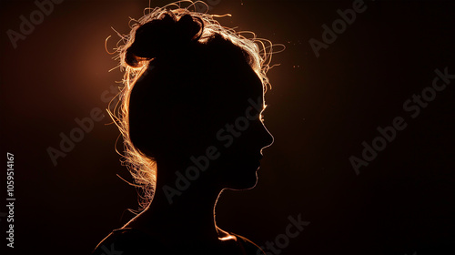 Silhouette a woman outlined light