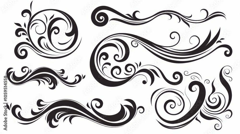 Fototapeta premium Set of design curls and scrolls. Ideas for creating frames. Elegant swirls in modern style.