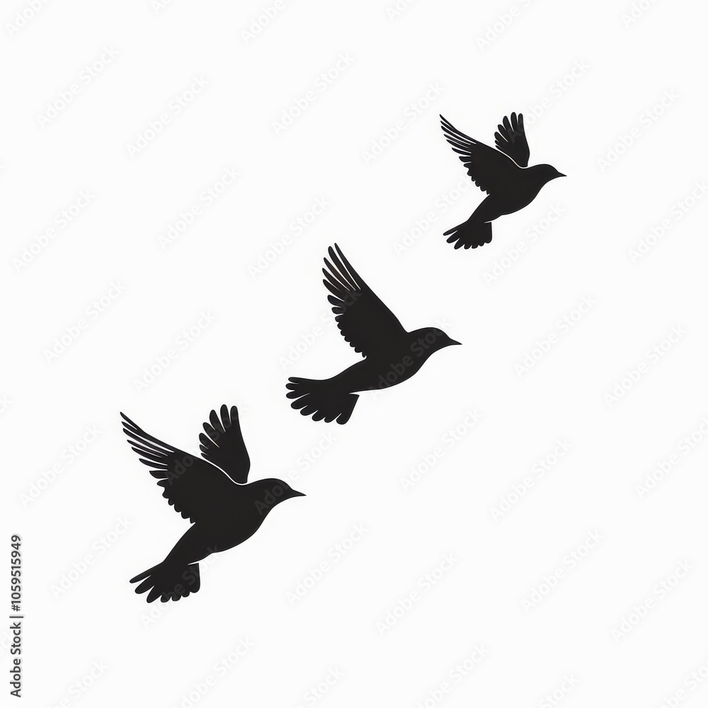 Obraz premium Flights of birds on a white background. Inspirational tattoo designs. Vector.