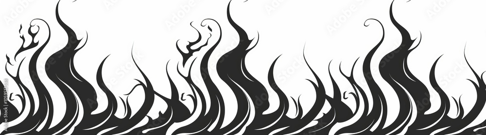 Obraz premium Decorative silhouette of flames in a modern illustration clipart frame