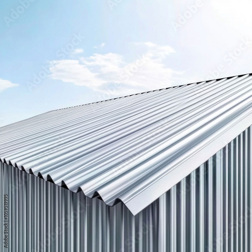 Close-Up of Corrugated Metal Roof under Clear Sky