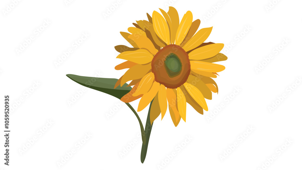 Naklejka premium sunflower vector illustration. Yellow sunflowers in full bloom. 