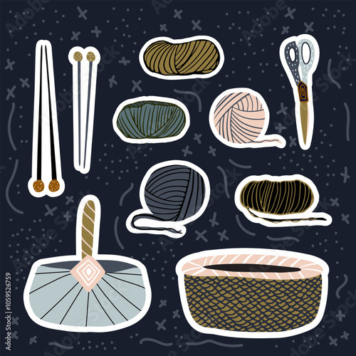 Knit sticker needlework clip art vector artwork