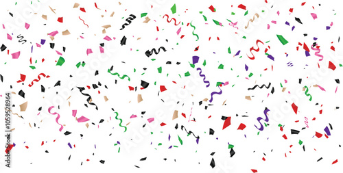 colorful confetti falling down isolated on transparent background. party ribbons and confetti design.