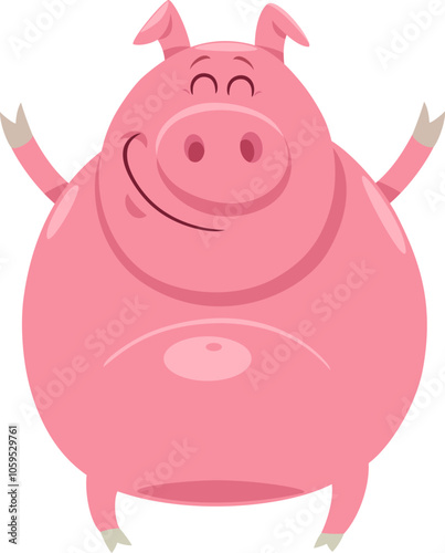 happy cartoon pig farm animal character