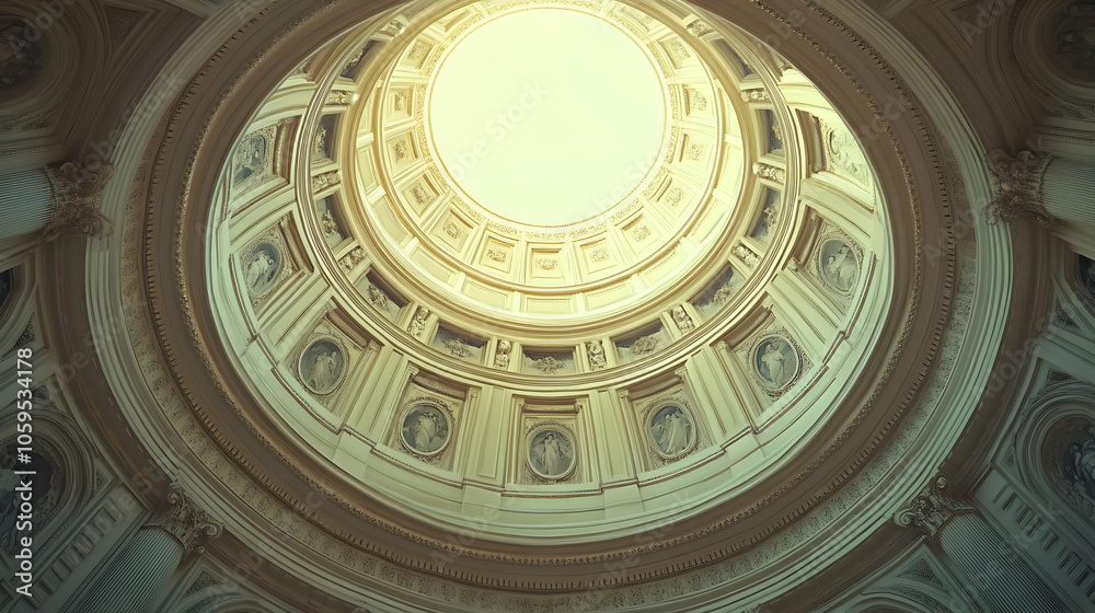 Fototapeta premium Circular Ceiling with Ornate Detail Illustration