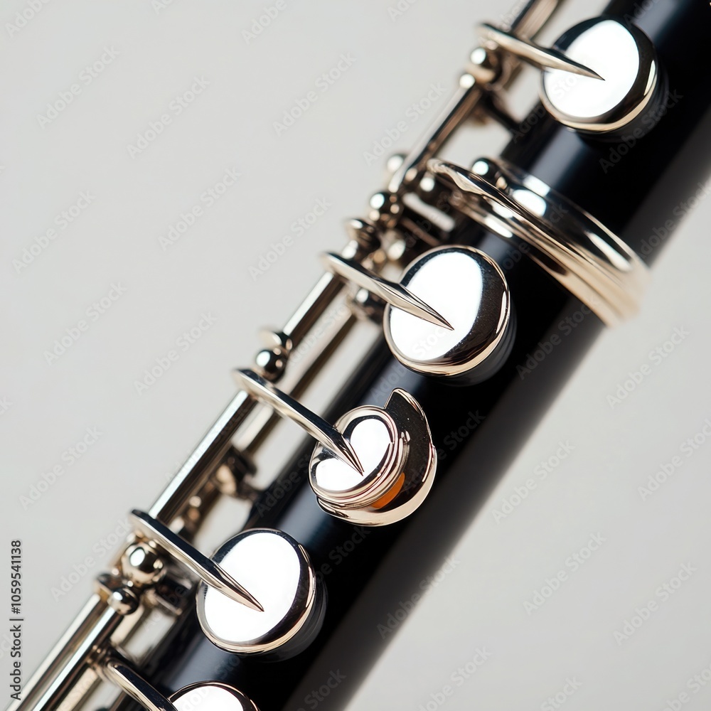 Obraz premium Closeup View of a Silver Wind Instruments Keys