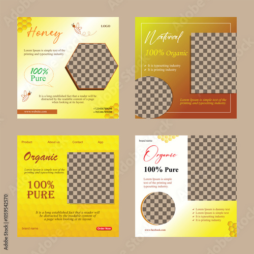 Set Of Honey Icon Banner Label