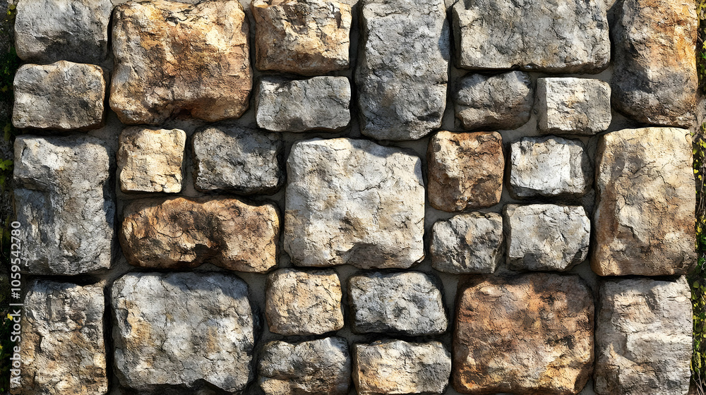 Obraz premium Rough Stone Wall Texture - 3D Render