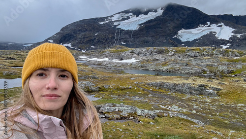 A selfie of a woman in Norway photo