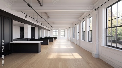 Wallpaper Mural Elegant Open Layout with Desks and White Walls Torontodigital.ca