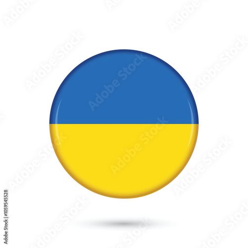 UKRAINE flag round glossy badge and shining button vector illustration isolated on white background for banners, brochure, flyer, social media, websites and offline and online usage. Free Download UKRAINE flag round glossy badge and shining button vector illustration isolated on white background for banners, brochure, flyer, social media, websites and offline and online usage. - GFXLoad